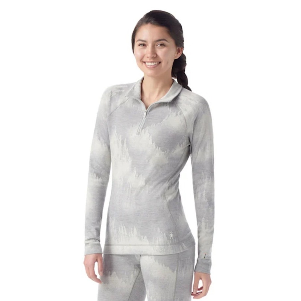 SmartWool Classic Thermal Merino Base Layer 1/4 Zip Light Gray Foggy Pines Small